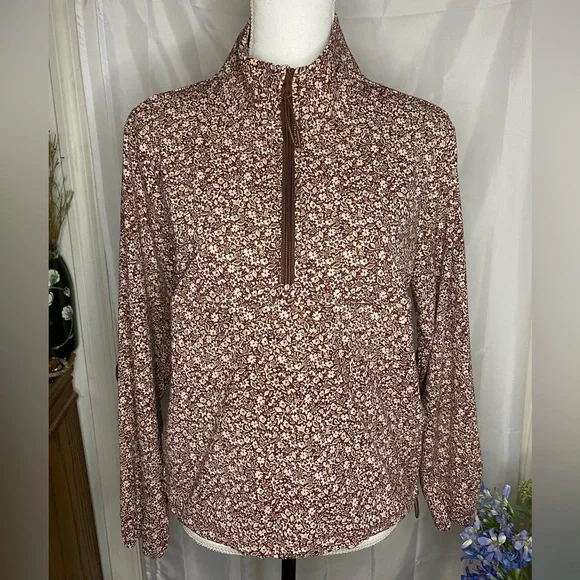 New, Members Mark, floral, quarter zip, Travel Pullover - Picture 1 of 10